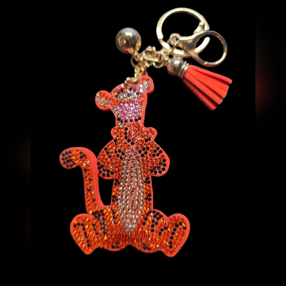 Sparkling Orange Tigger Bag Charm Keychain